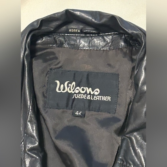 Vintage Wilson Black Leather Bomber Jacket Men’s Size 44 - Picture 5 of 12
